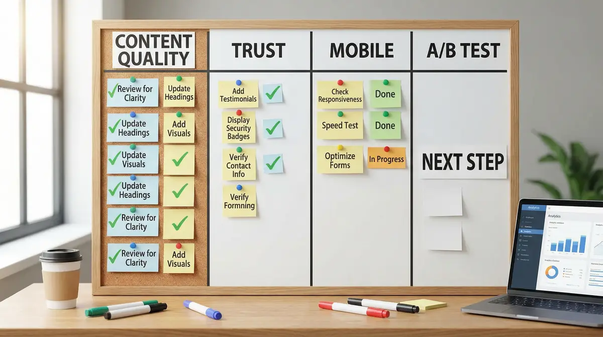 conversion optimization checklist board