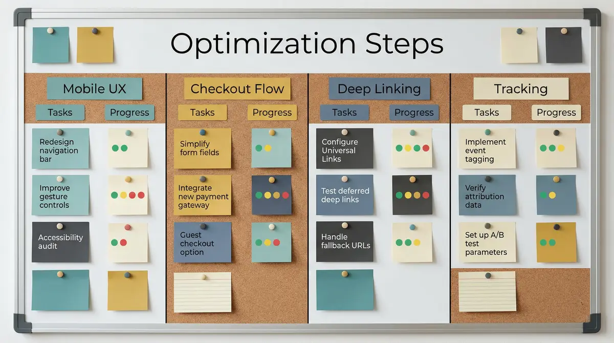 affiliate optimization steps mobile ux tracking board