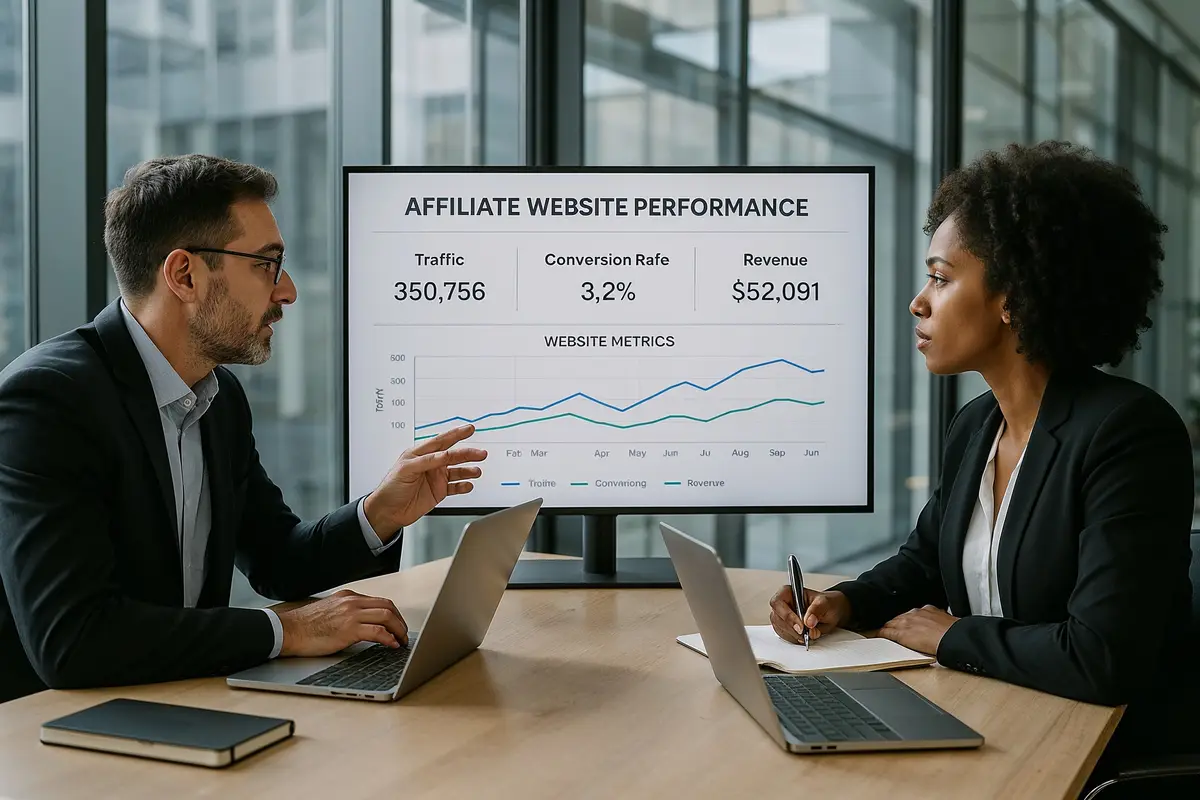 affiliate website case study 2025 business professionals analyzing performance metrics