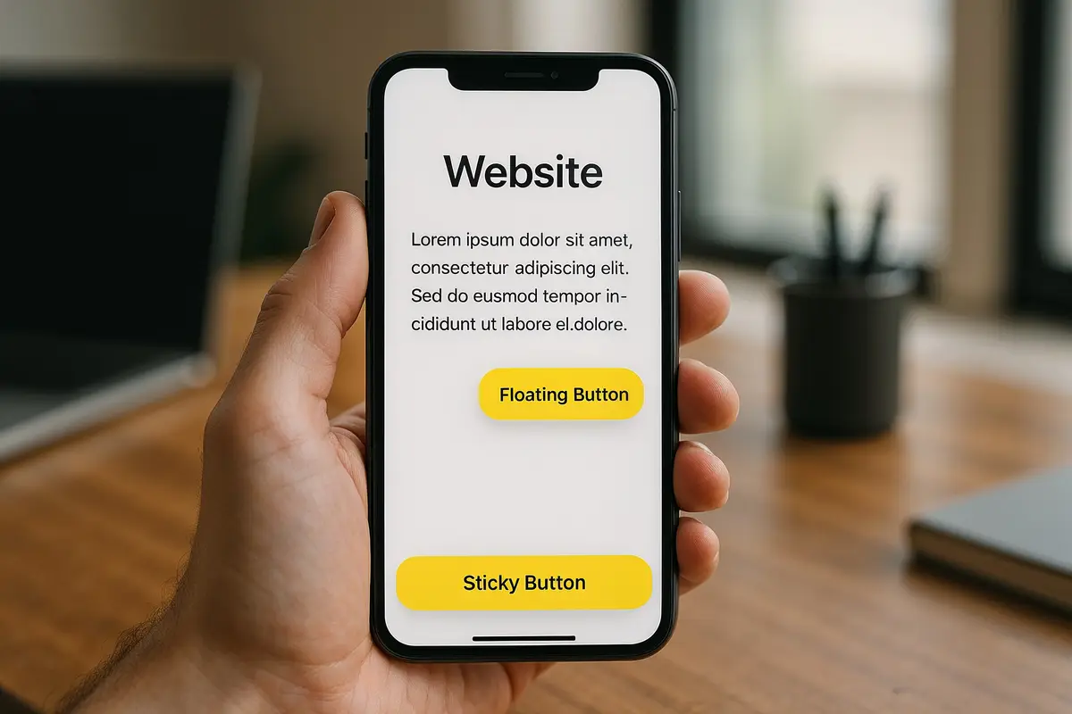 Mobile interface showing best call to action placements on websites with sticky CTA buttons