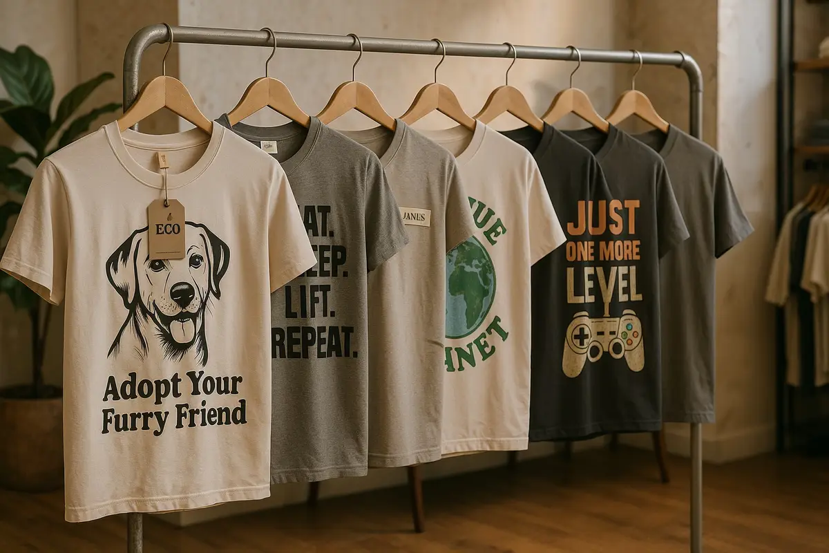 Clothing rack with niche designs for best niches for print on demand t shirts