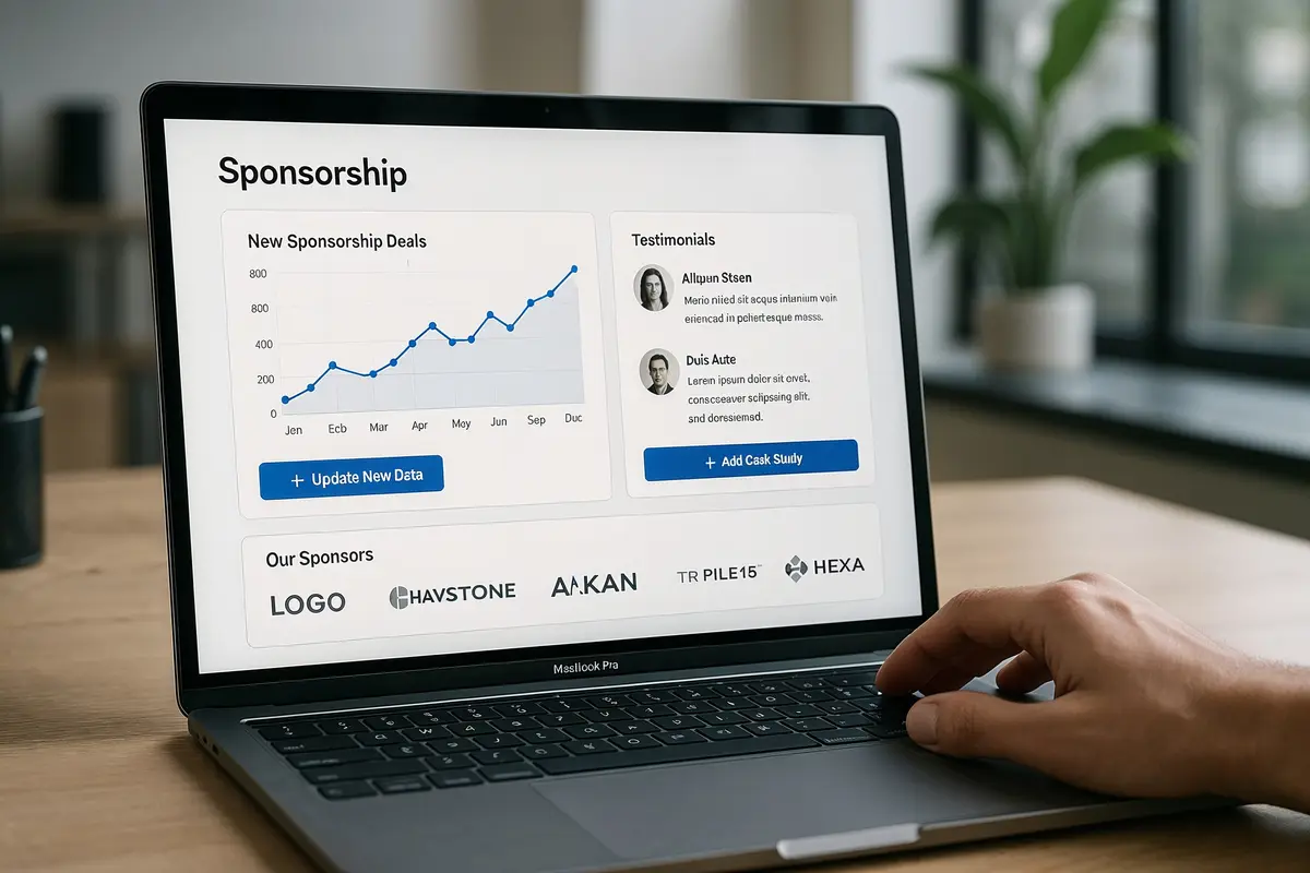 best platforms to find website sponsors sponsorship web page with interactive analytics and testimonials