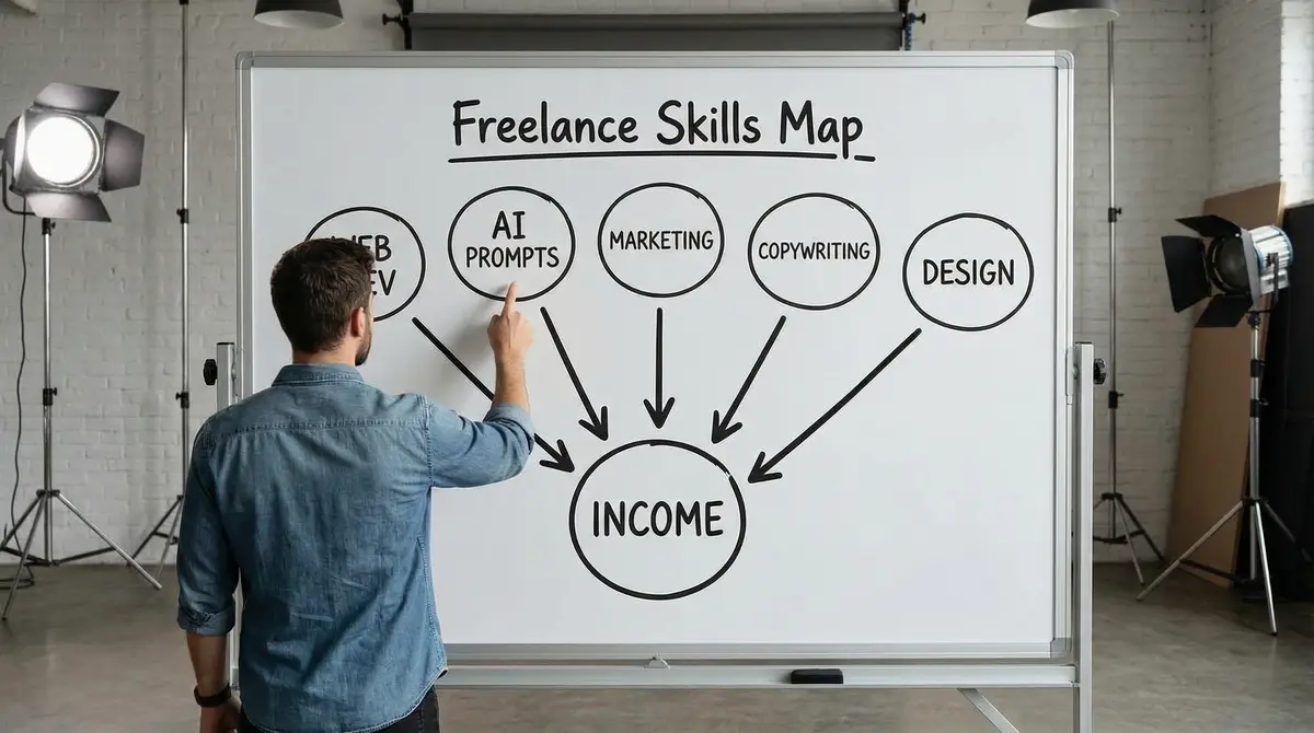 freelance skills whiteboard income flow