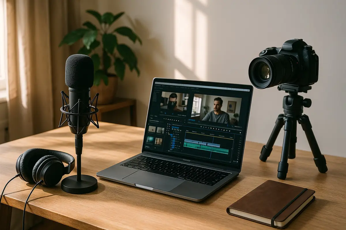 work from home ideas digital creator workspace with professional equipment