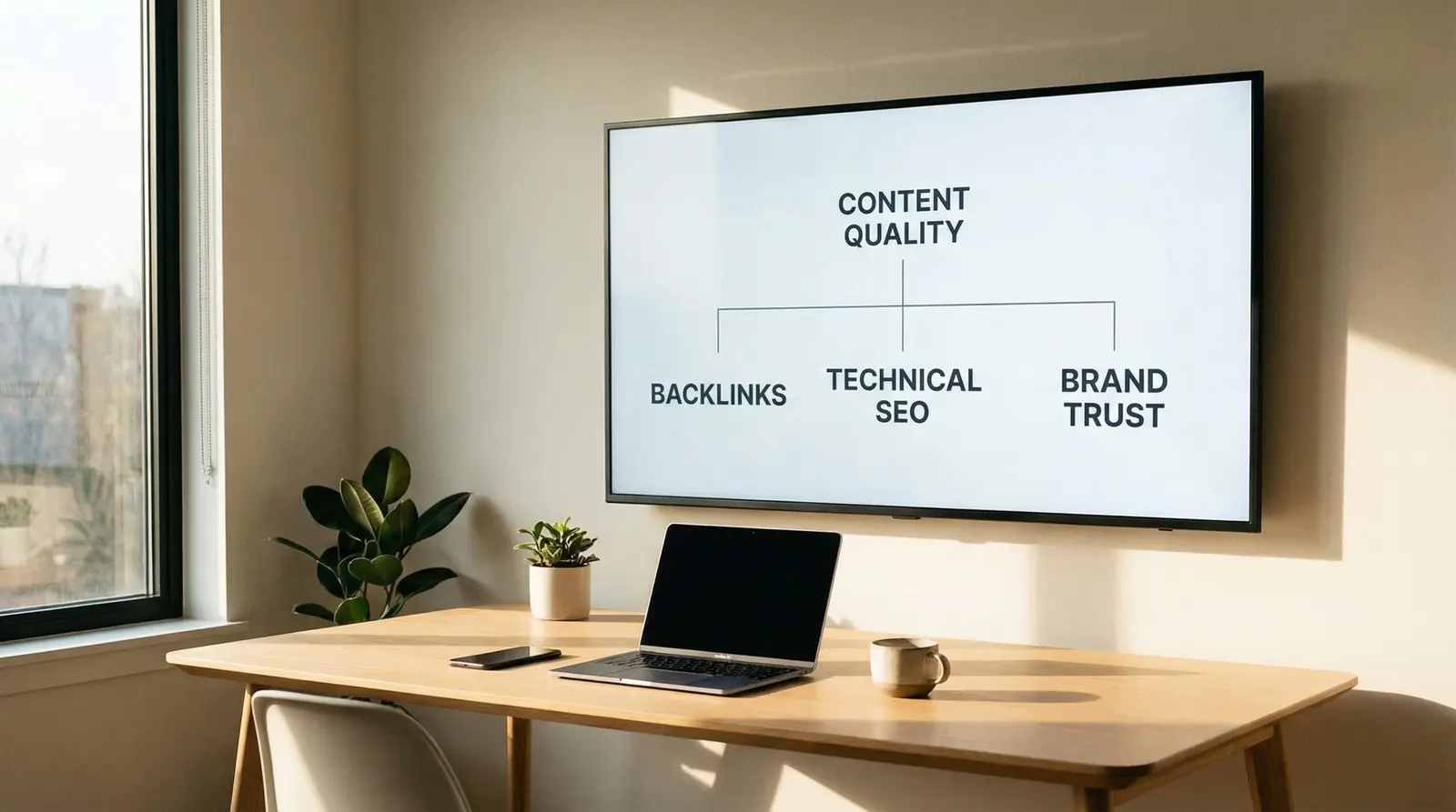 authority site framework with content backlinks technical seo and brand trust