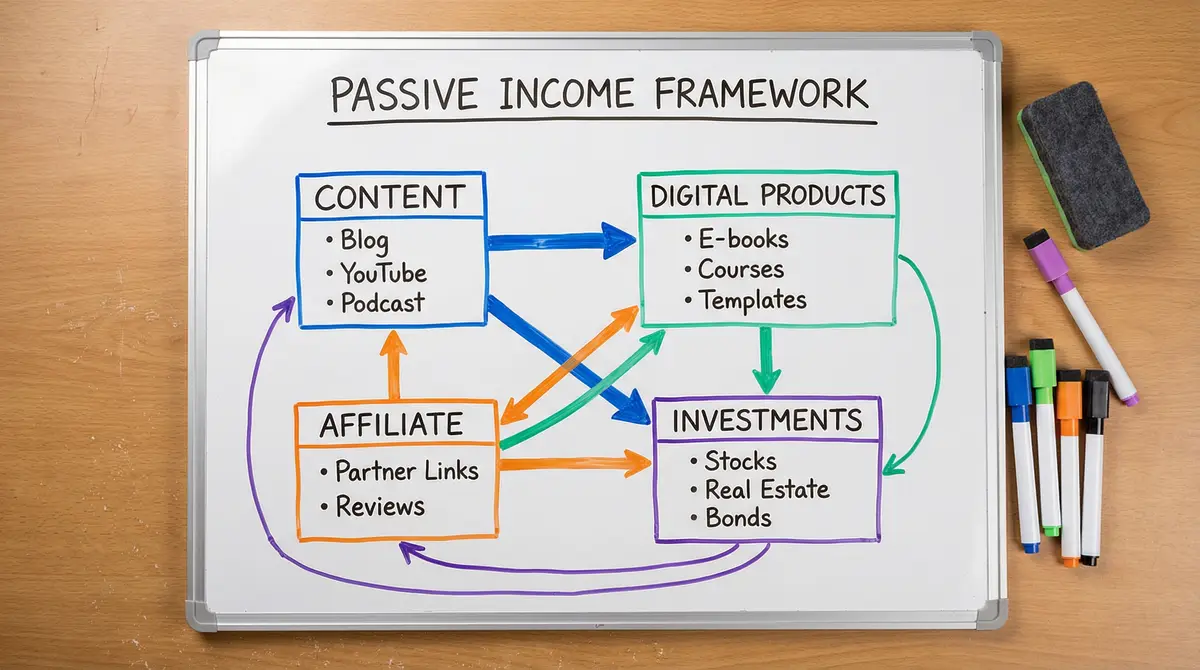passive income framework whiteboard map