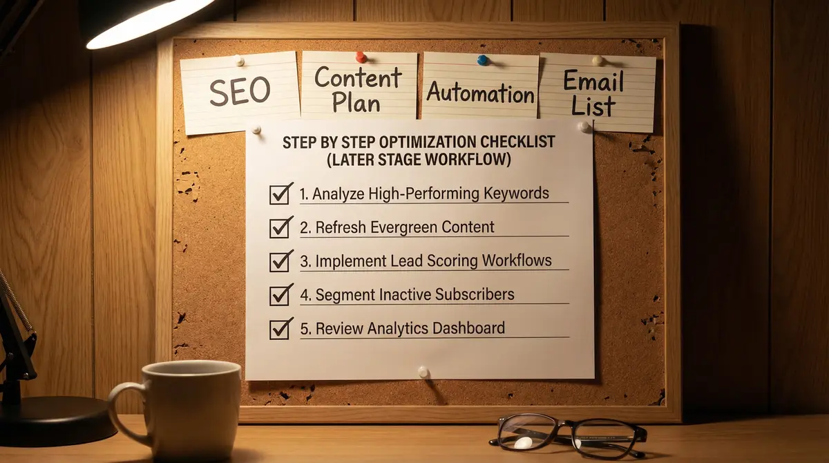 workflow optimization checklist board steps