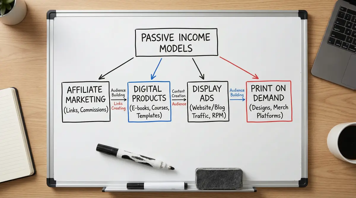 passive income models workflow diagram