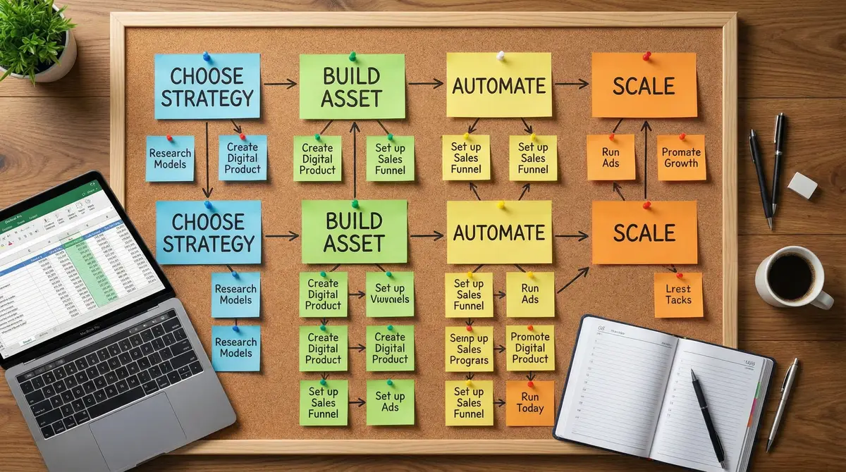 step by step passive income action plan board
