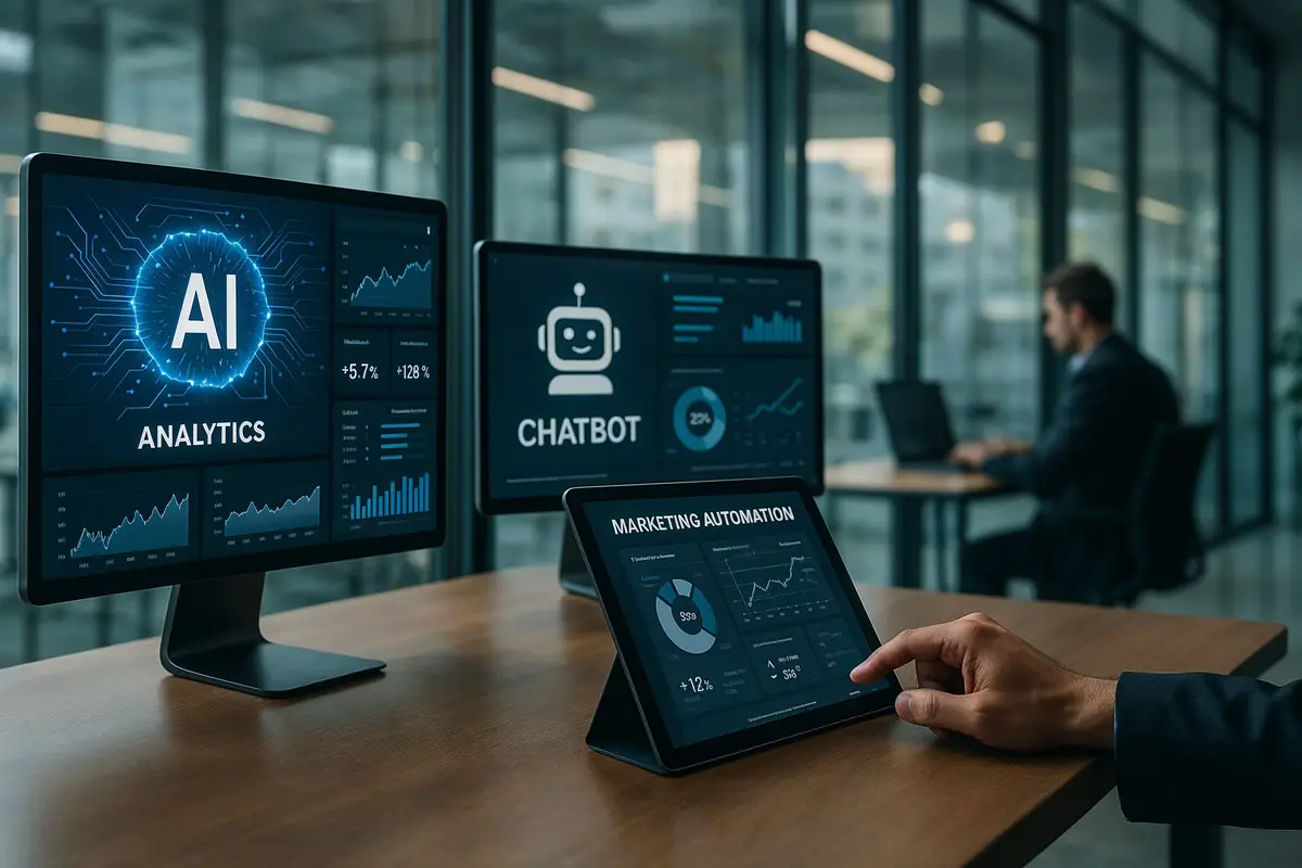 AI driven workspace representing scalable online businesses