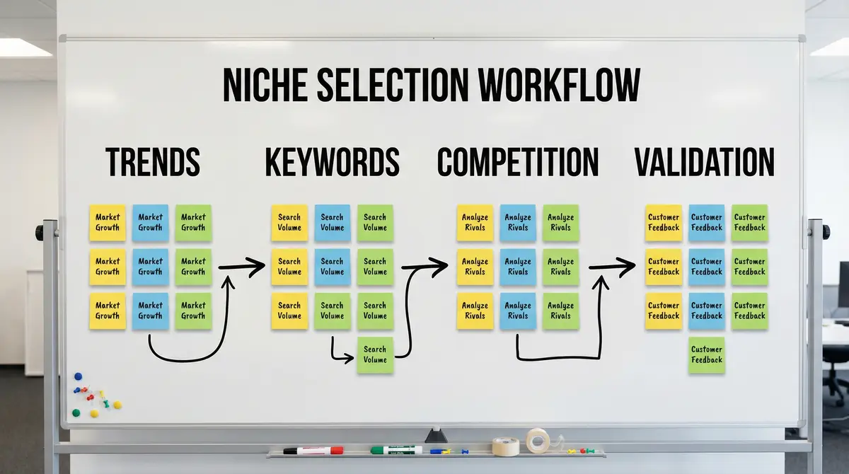 step by step niche selection workflow trends keywords validation