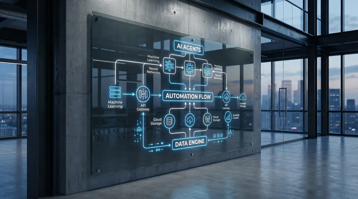 modular ai architecture diagram glass board