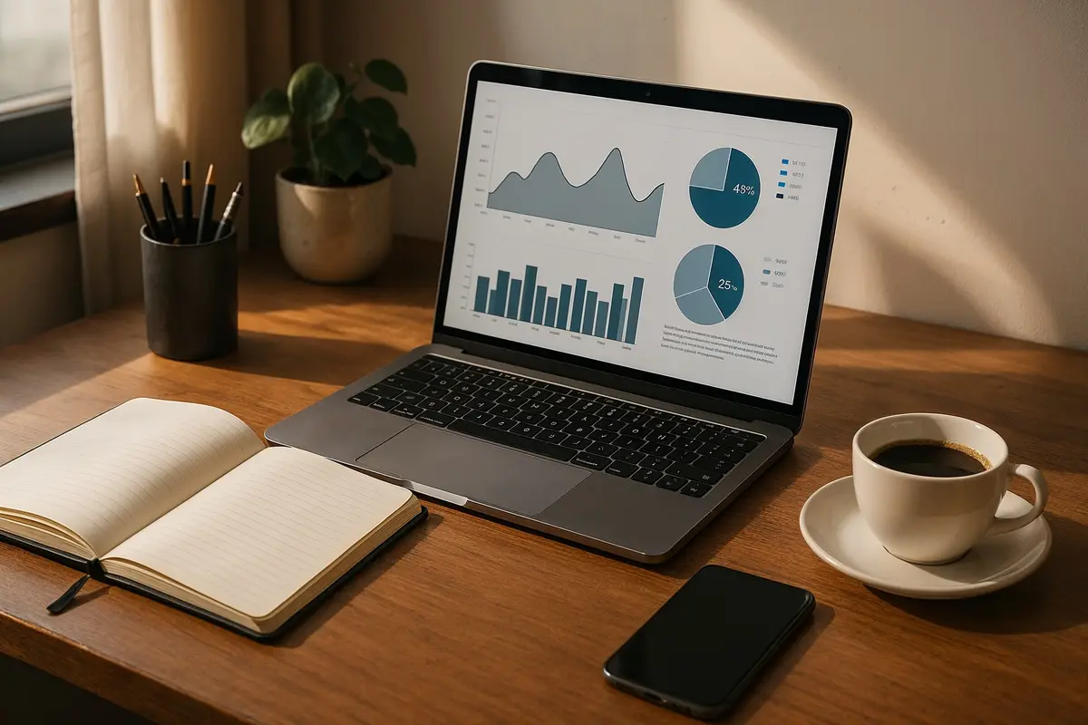 Workspace showing tools and technology for implementing online entrepreneurship tips