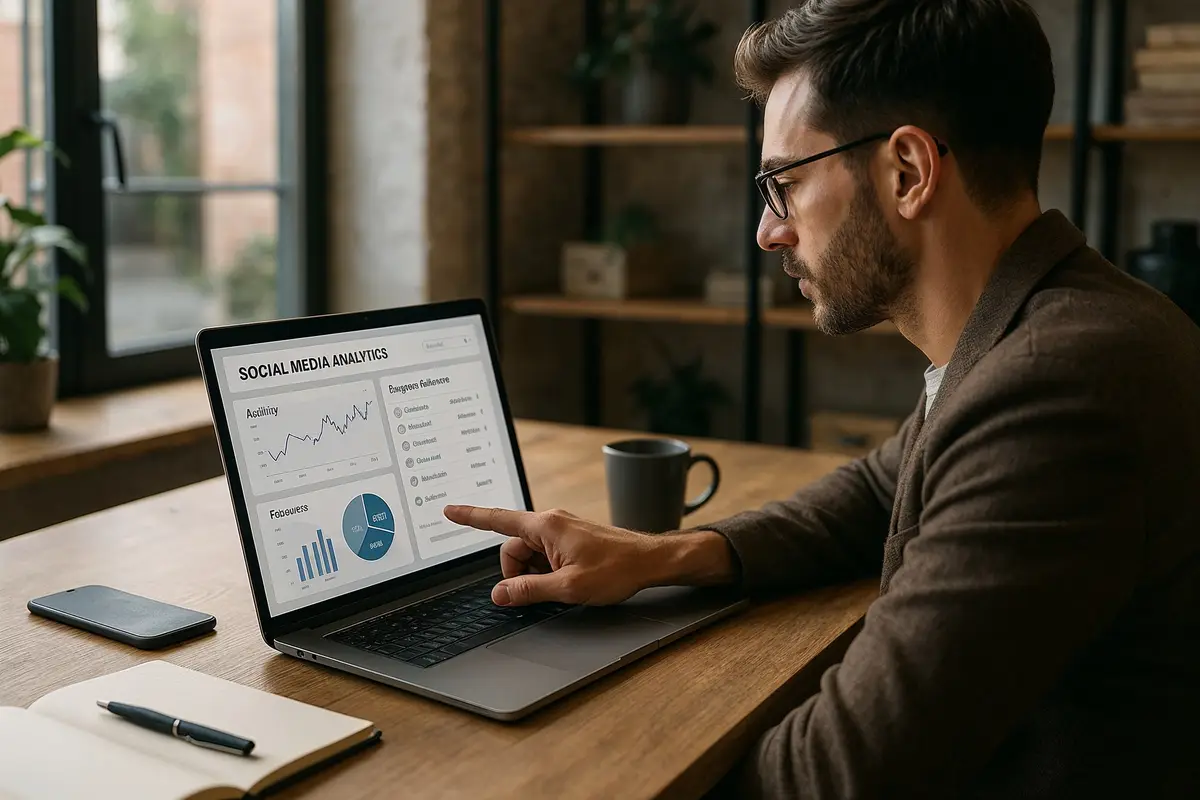 business owner analyzing social media data to learn how to turn followers into paying customers