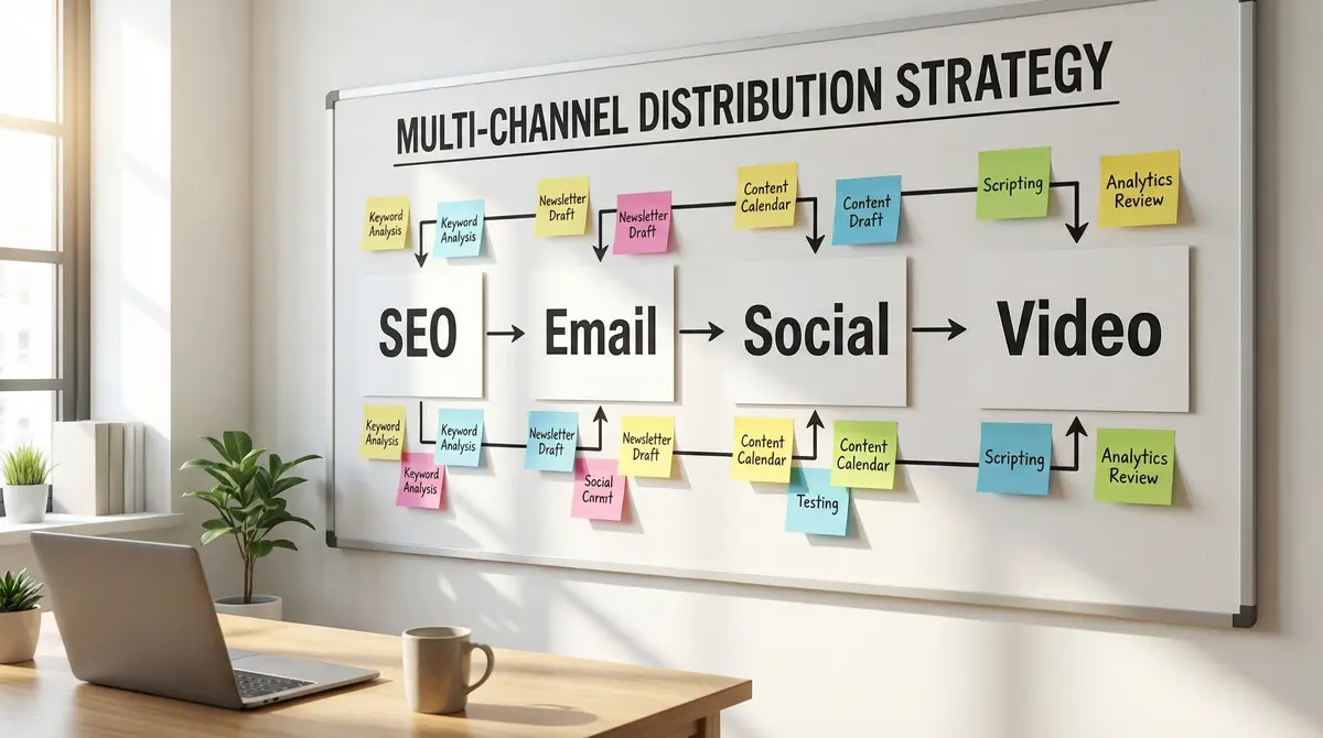 multi channel content distribution workflow board