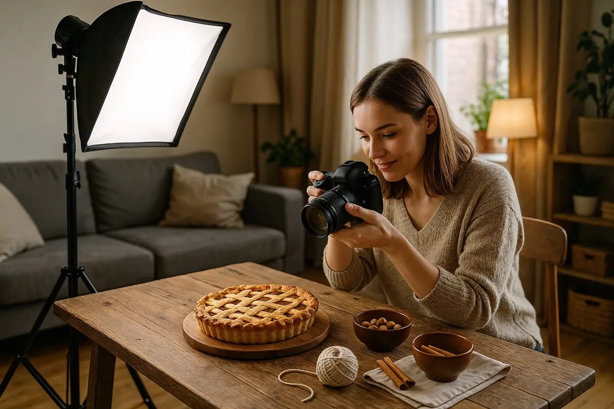 realistic photo of a blogger creating content for mediavine monetization, illustrating how much can you really make with mediavine