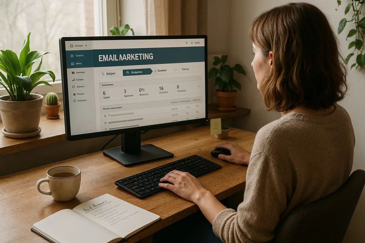 how to build an email list for your blog   blogger setting up email campaign in home office