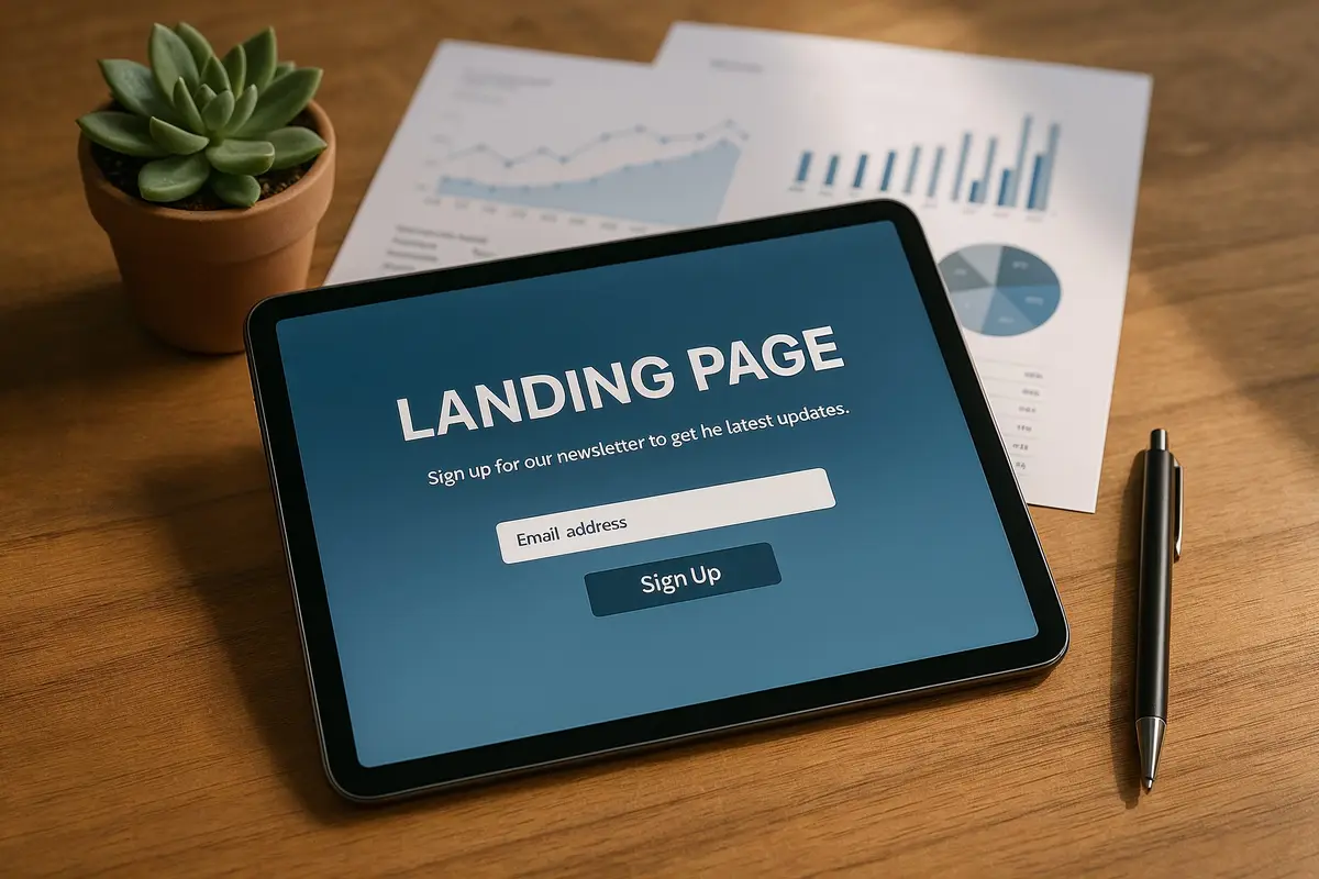 how to build an email list for your blog   landing page and analytics on a tablet in blogger workspace