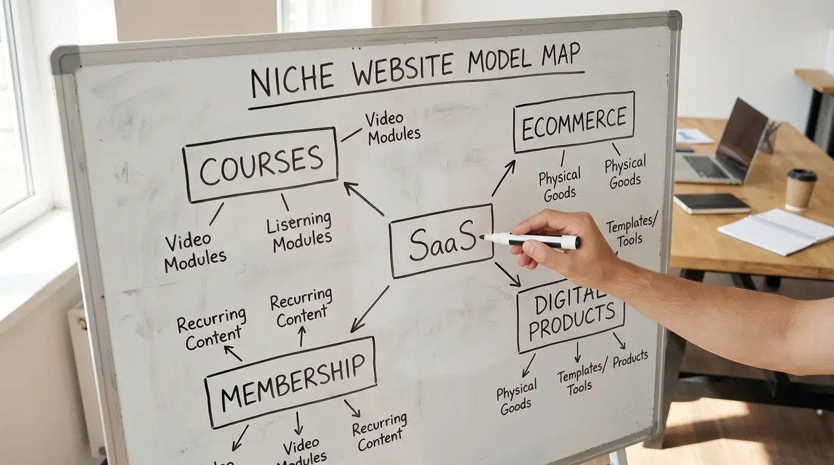 niche website model map whiteboard