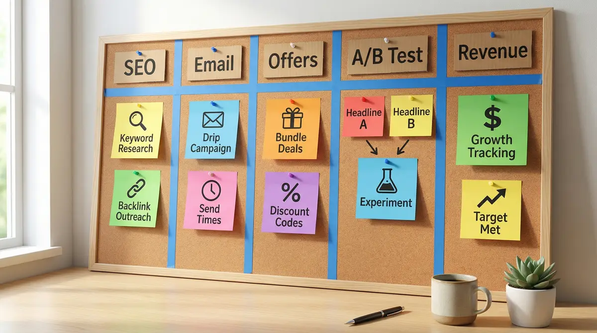 website optimization workflow board