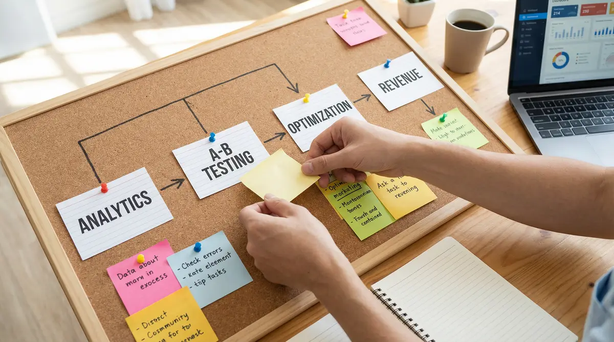website analytics and ab testing optimization board