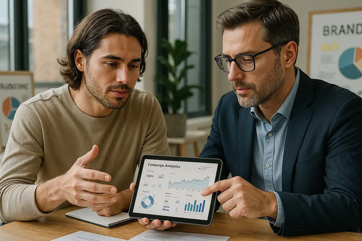 how to get paid collabs on instagram business meeting reviewing influencer campaign analytics