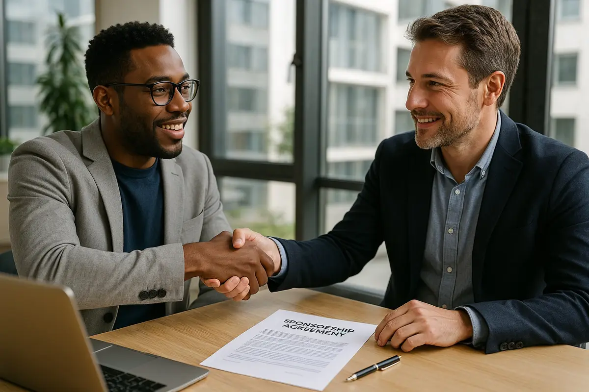 how to get sponsors for your blog   business professionals finalizing a sponsorship agreement
