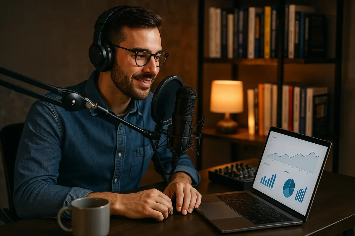 man recording digital content for how to make money online