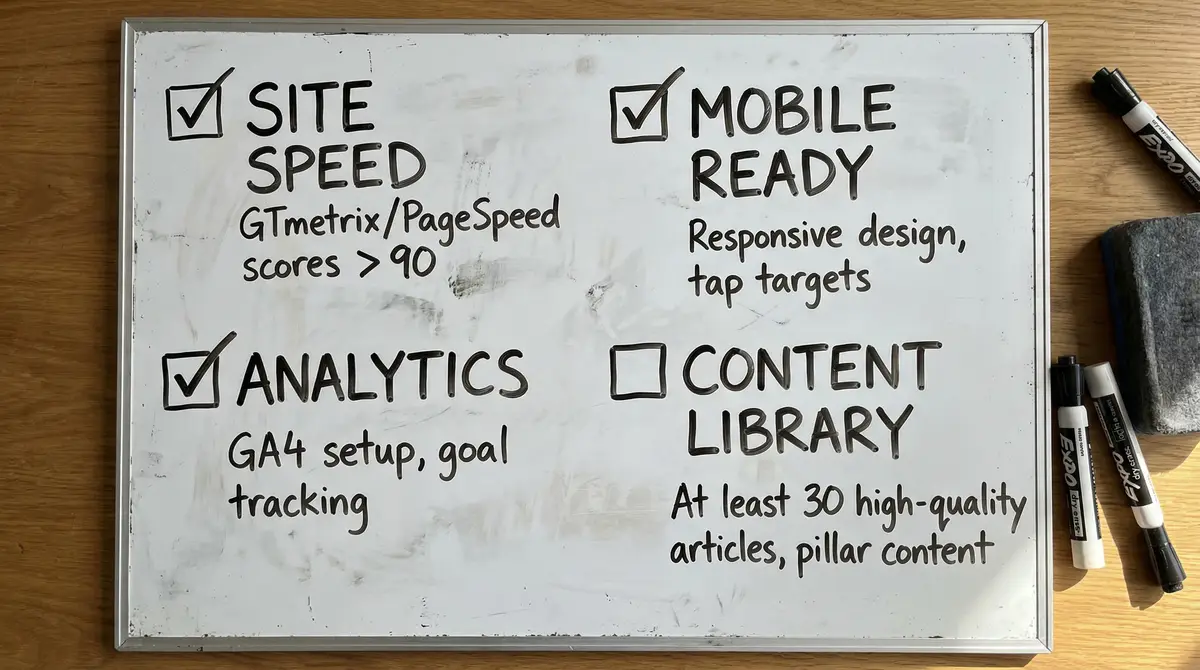 website monetization foundation checklist board