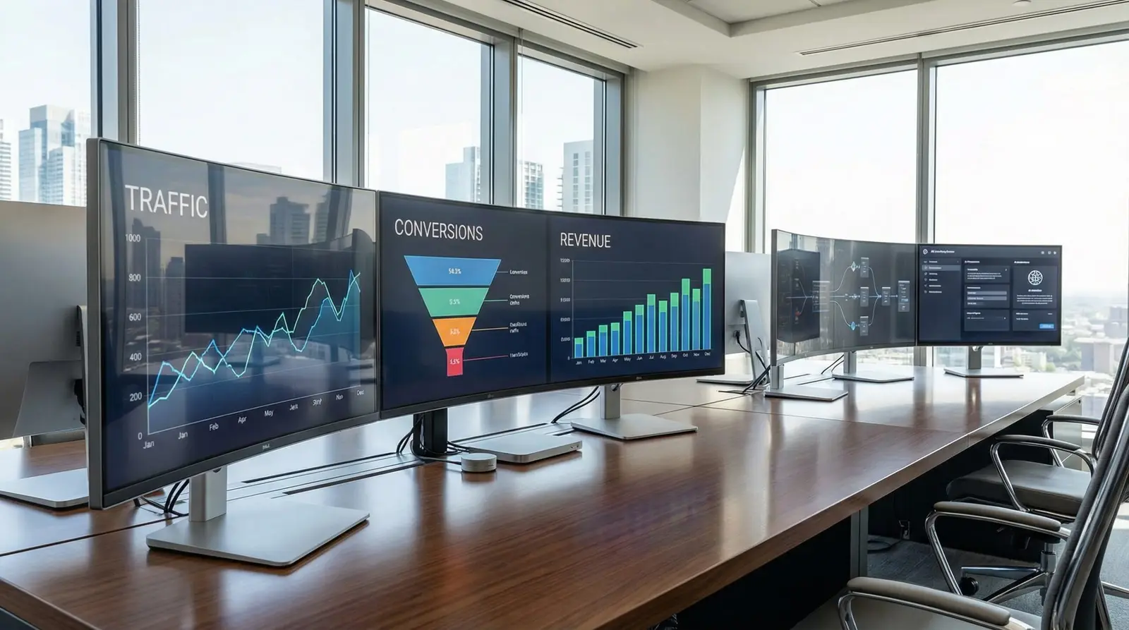 digital business scaling dashboard with traffic and revenue analytics