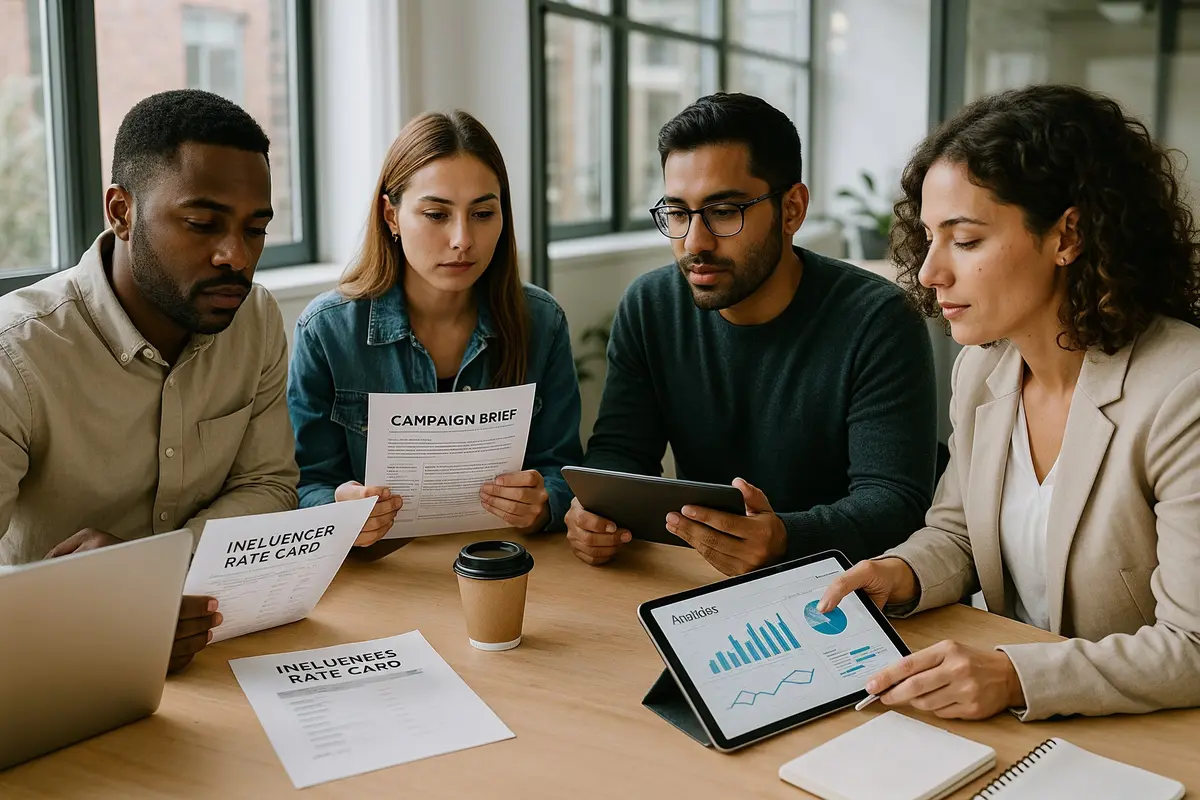 how to set influencer pricing rates group discussion in office