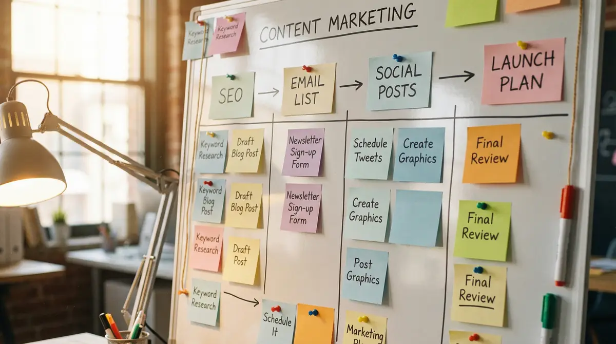 content marketing workflow process board
