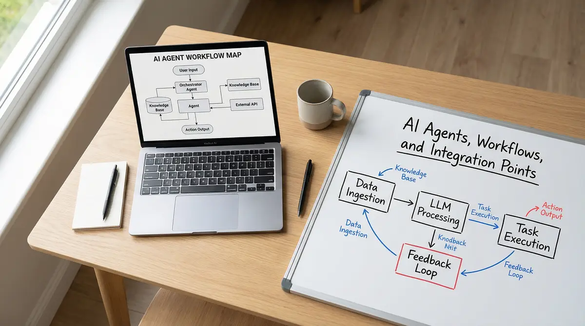 ai agent workflow board and integration diagram