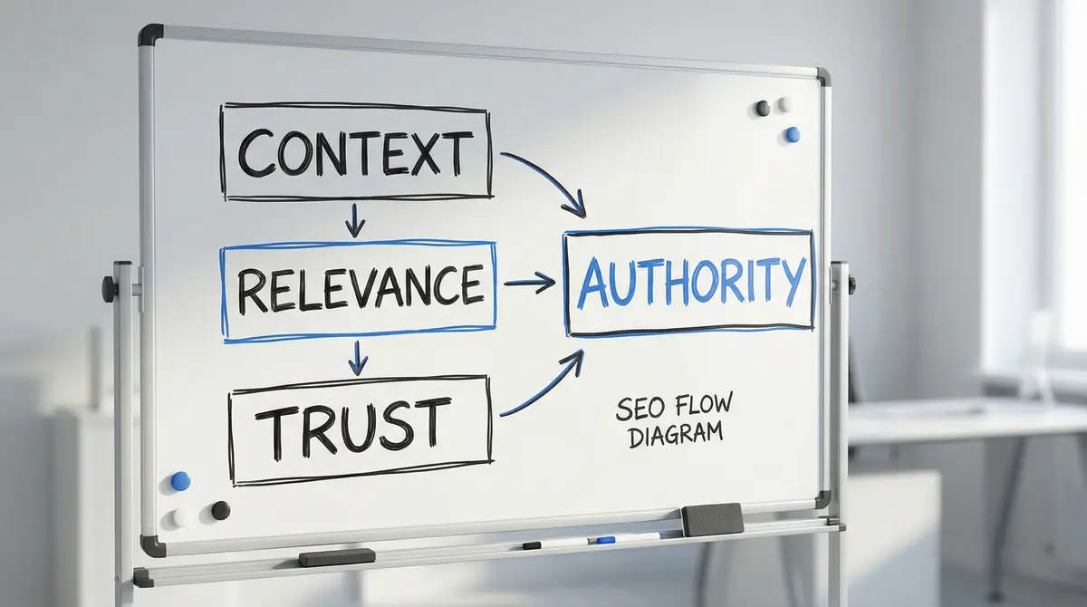 seo authority flow diagram context relevance trust