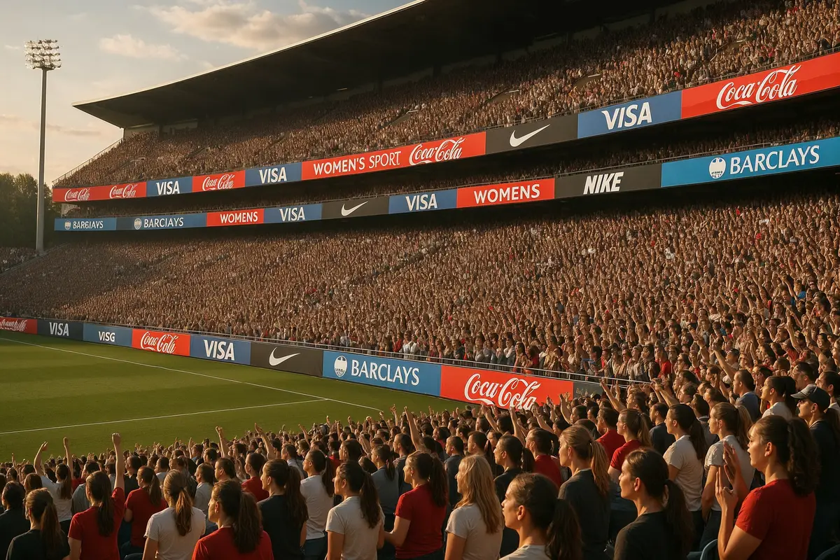 long term sponsorship deals explained: vibrant women's sports event with sponsor branding
