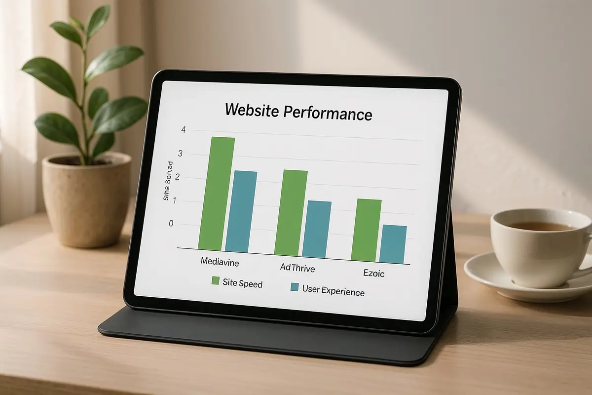 mediavine vs adthrive vs ezoic compared site performance chart