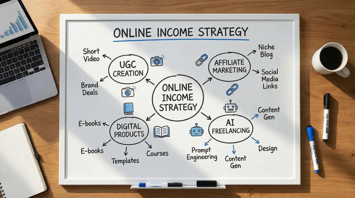online income strategy map whiteboard