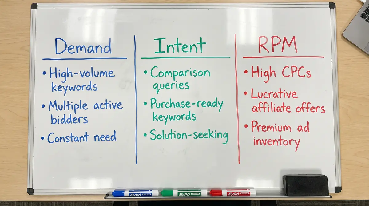niche selection whiteboard demand intent rpm