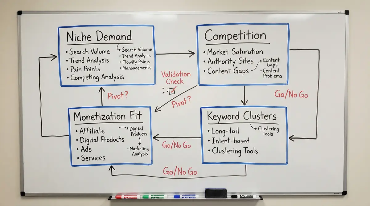 niche selection workflow board