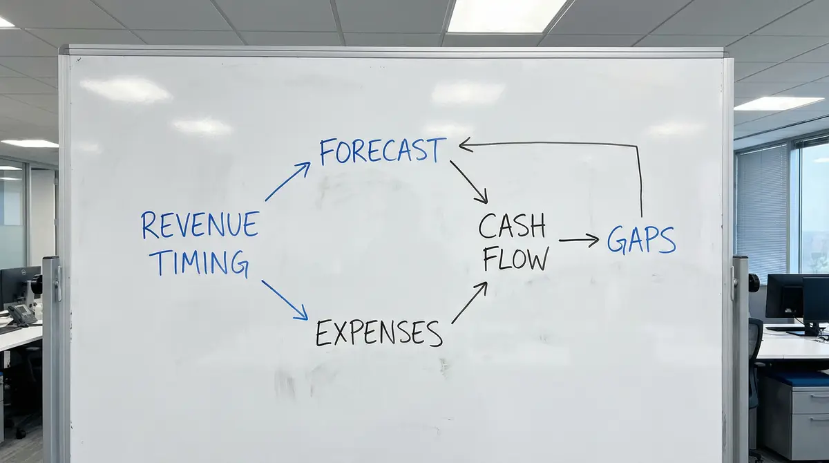 cash flow forecast diagram with revenue timing and expenses