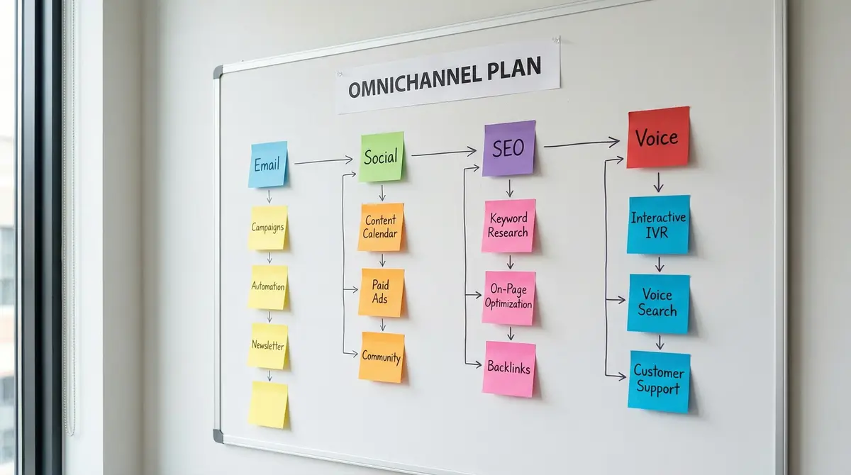 omnichannel plan workflow board email social seo voice
