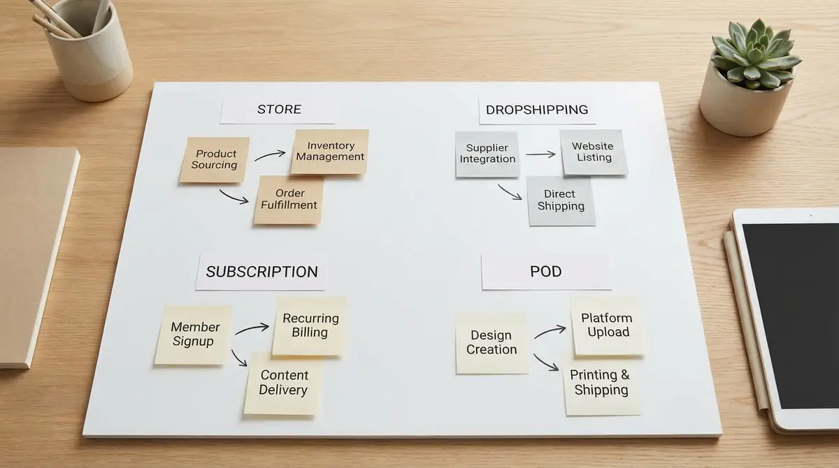 ecommerce models visual workflow board
