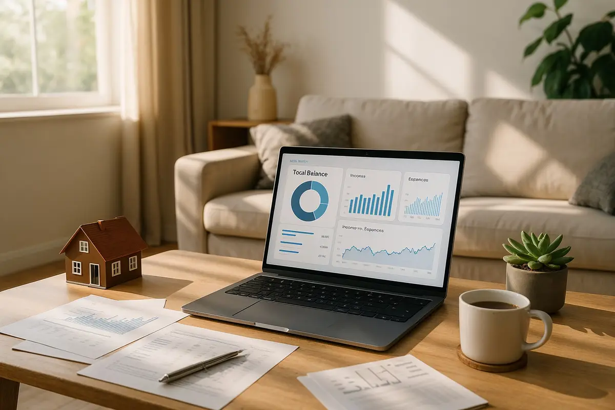 passive income ideas illustrated by investment and real estate symbols in a modern home