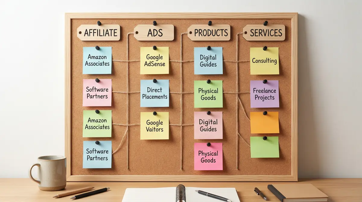 website multiple revenue streams workflow board