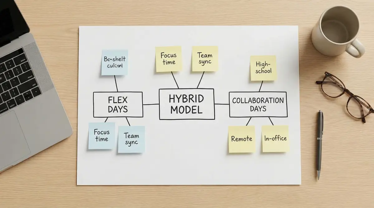 hybrid work strategy diagram modern remote team
