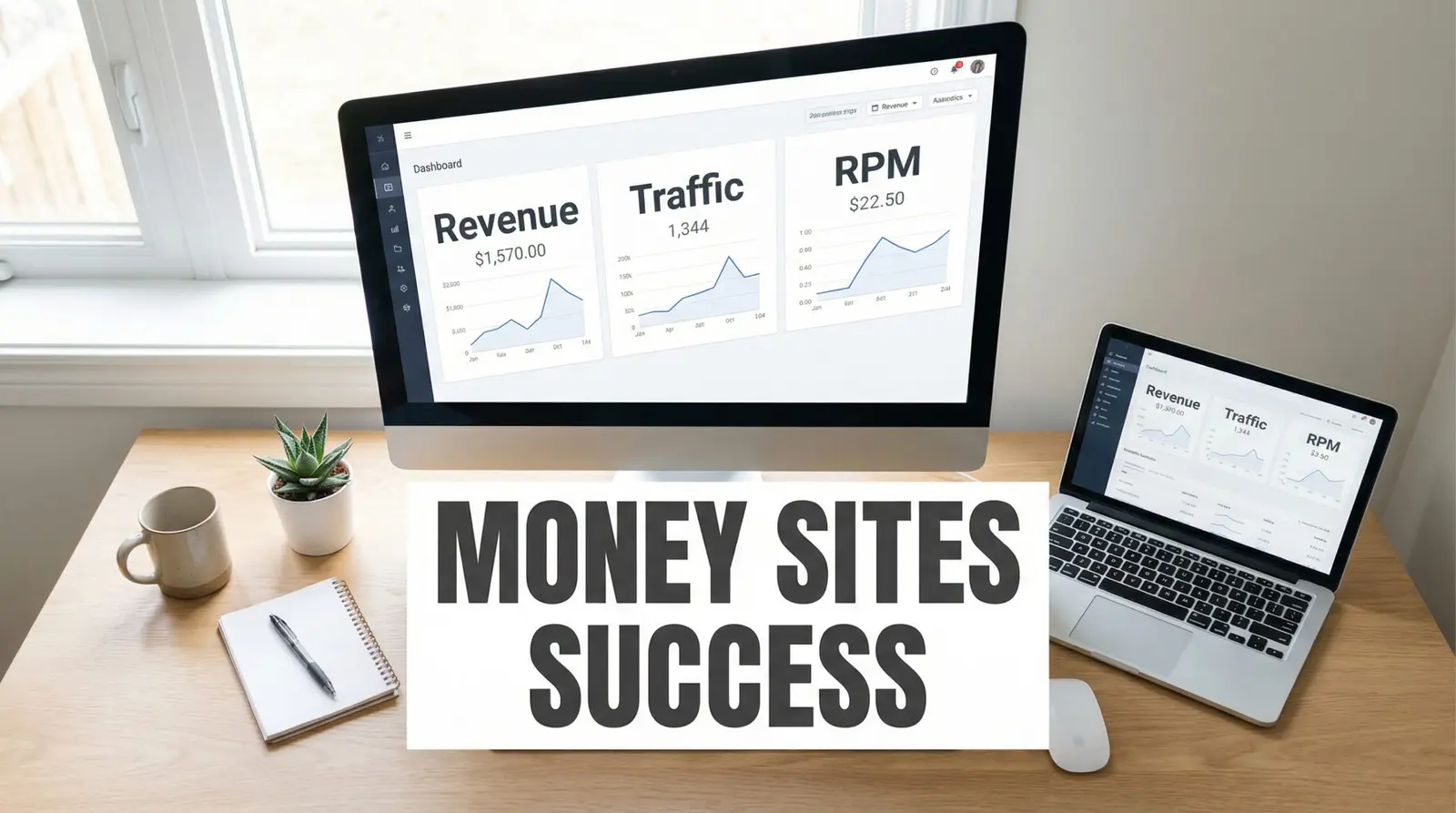 money site revenue dashboard with analytics overview