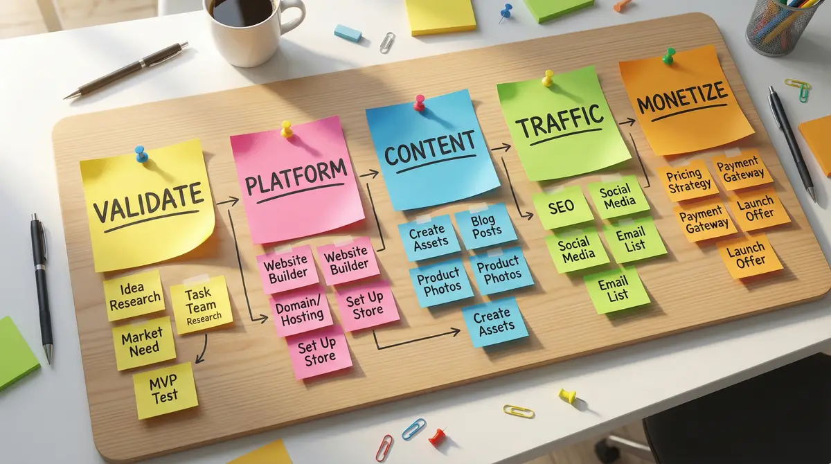 online business launch checklist board