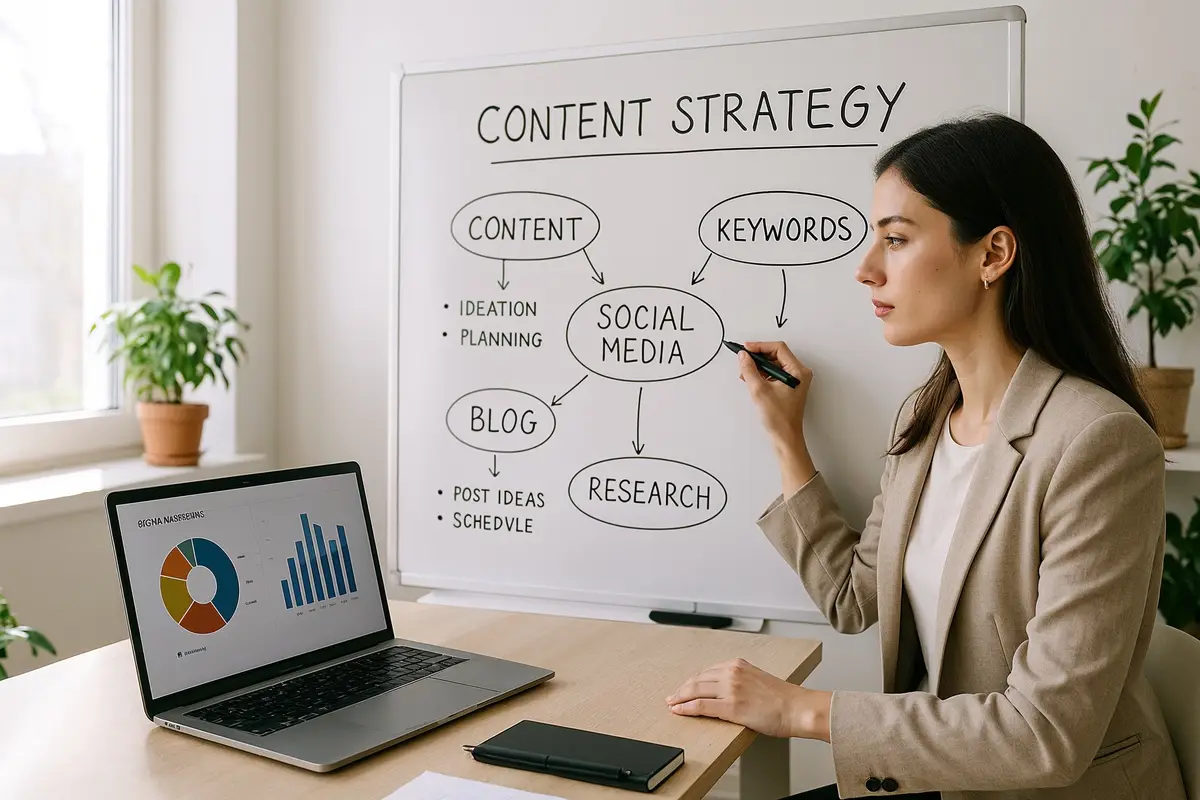 A professional woman planning digital marketing strategies for successful online business models