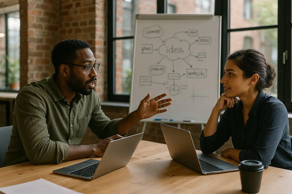 tips for internet startups   startup team brainstorming ideas in a modern co working space