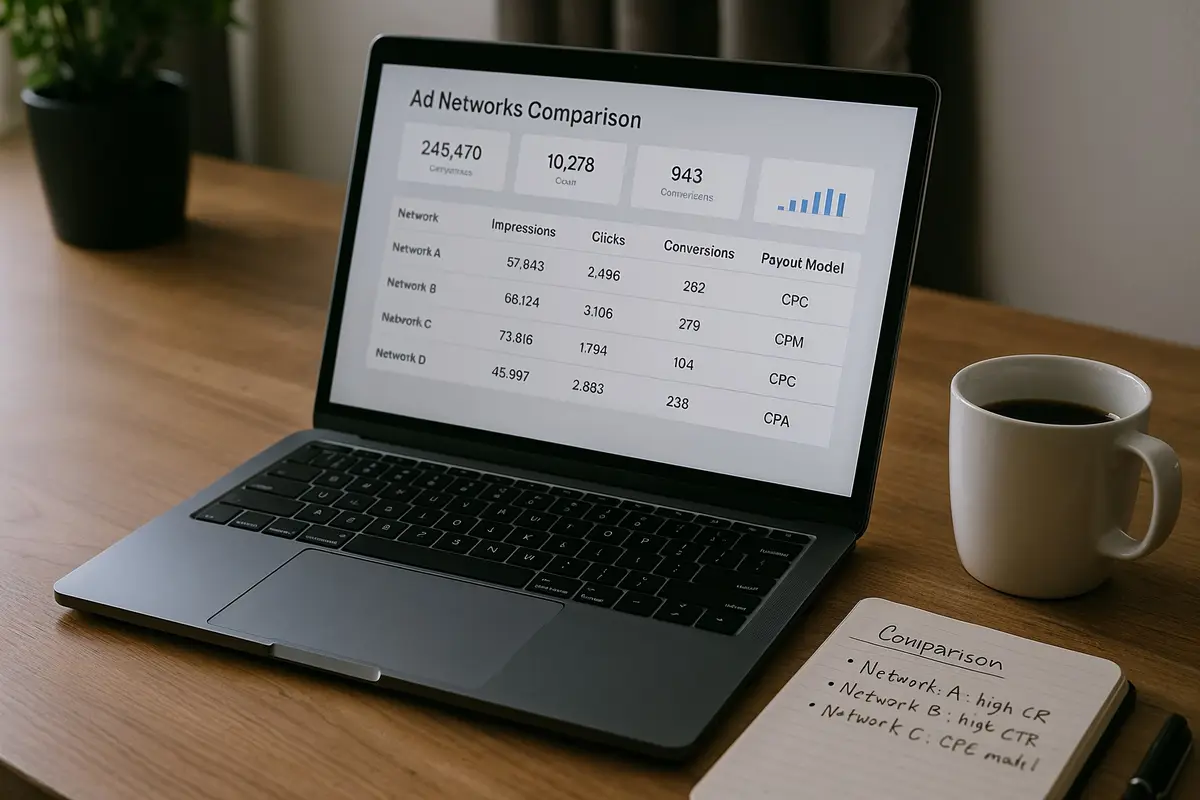 workspace comparing top ad networks for beginners in 2025
